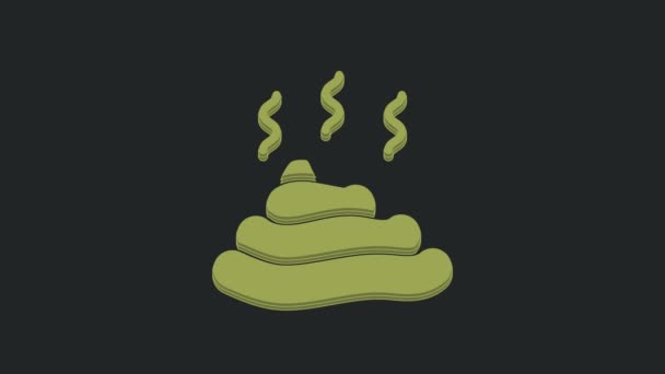 Green Shit Icon Isolated Black Background Video Motion Graphic Animation — Video Stock