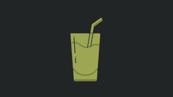 黒を基調としたグリーンカクテルとアルコール飲料のアイコン 4Kビデオモーショングラフィックアニメーション — ストック動画