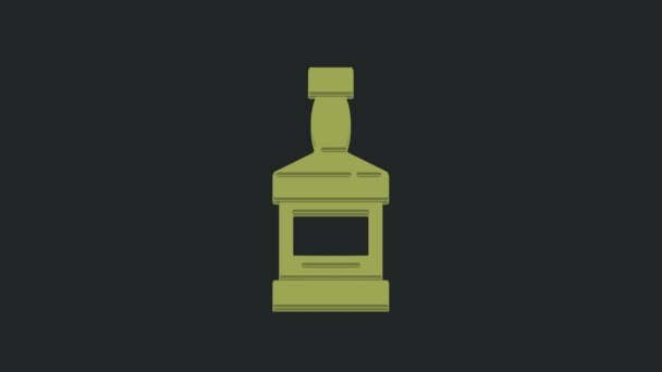 Grön Whisky Flaska Ikon Isolerad Svart Bakgrund Video Motion Grafisk — Stockvideo