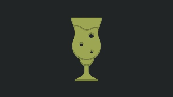 Icono Vaso Verde Cerveza Aislado Sobre Fondo Negro Animación Gráfica — Vídeo de stock