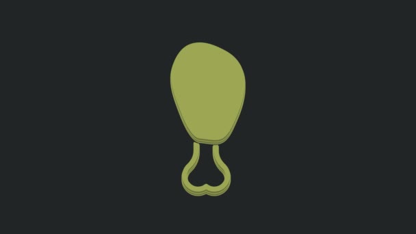 绿色鸡腿图标隔离在黑色背景 鸡腿棒 4K视频运动图形动画 — 图库视频影像