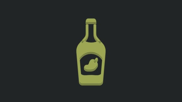 Icono Botella Ketchup Verde Aislado Sobre Fondo Negro Signo Vaina — Vídeo de stock