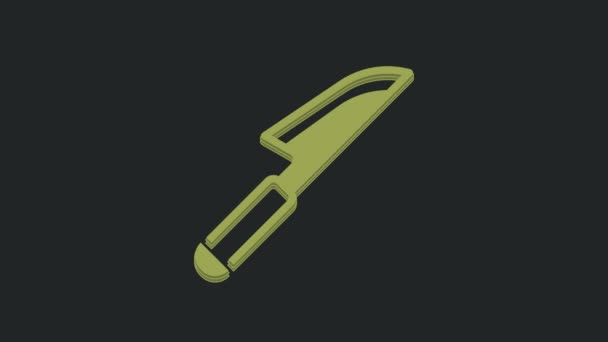Green Knife Icon Isolated Black Background Cutlery Symbol Video Motion — Stock Video