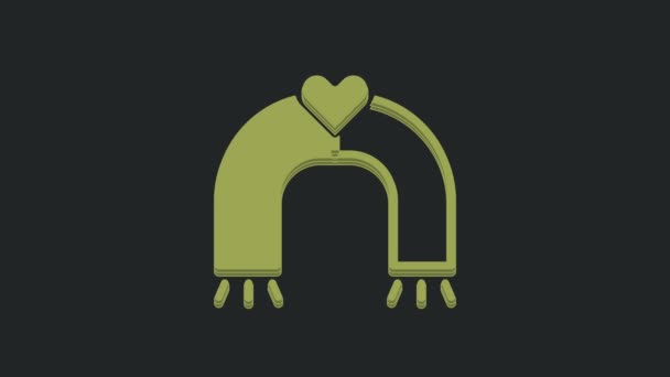 绿色爱情磁铁图标隔离在黑色背景 4K视频运动图形动画 — 图库视频影像