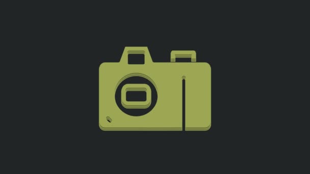 Значок Камеры Выделен Чёрном Фоне Значок Фотокамеры Видеографическая Анимация — стоковое видео