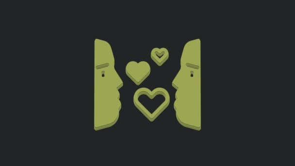 Amor Verde Primeira Vista Ícone Isolado Fundo Preto Animação Gráfica — Vídeo de Stock