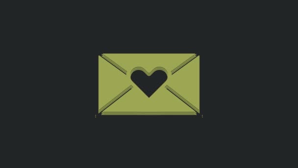 Sobre Verde Con Icono Corazón San Valentín Aislado Sobre Fondo — Vídeo de stock