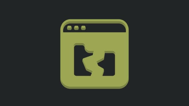 黒の背景に隔離された緑色の壊れたファイルアイコン 4Kビデオモーショングラフィックアニメーション — ストック動画