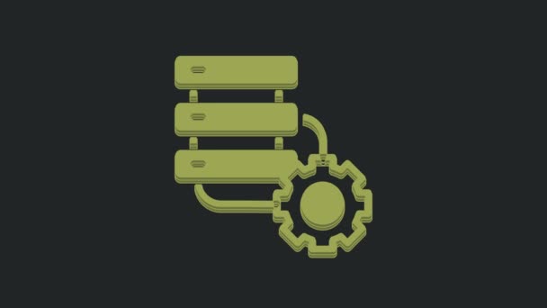 绿色服务器和齿轮图标隔离在黑色背景 调整应用程序 服务概念 设置选项 4K视频运动图形动画 — 图库视频影像
