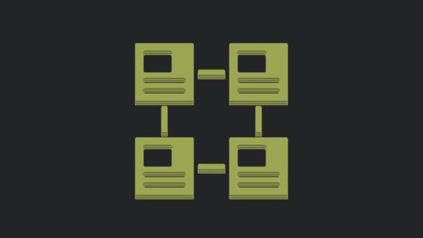 绿色商业层次结构结构图信息图形图标隔离在黑色背景 企业组织结构图形要素 4K视频运动图形动画 — 图库视频影像
