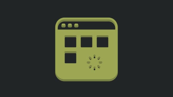 绿色加载具有在黑色背景上隔离的进度条图标的数据窗口 4K视频运动图形动画 — 图库视频影像