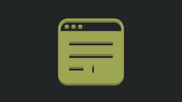 Πράσινο Εικονίδιο Παραθύρου Browser Απομονωμένο Μαύρο Φόντο Γραφική Κίνηση Κίνησης — Αρχείο Βίντεο