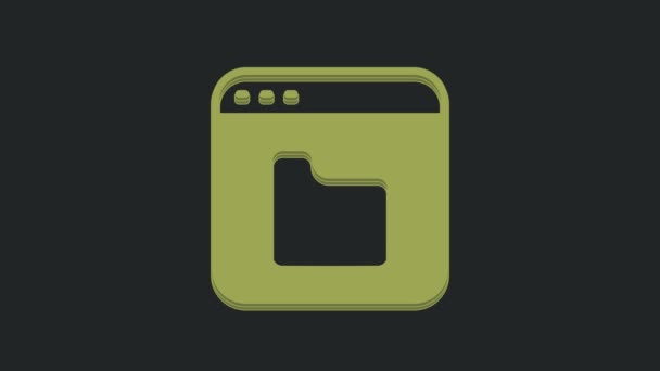Green Browser Fișiere Pictograma Izolat Fundal Negru Animație Grafică Mișcare — Videoclip de stoc