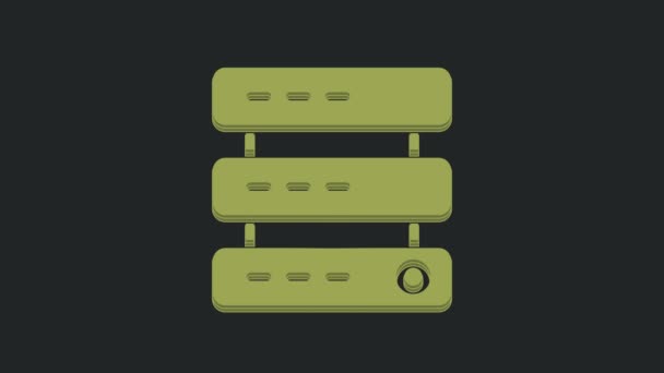 Green Server Data Web Hosting Icoon Geïsoleerd Zwarte Achtergrond Video — Stockvideo