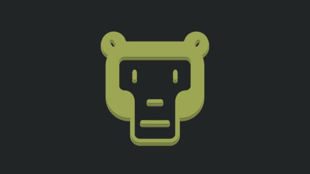 Ikona Zielonej Małpy Odizolowana Czarnym Tle Symbol Zwierzęcia Animacja Graficzna — Wideo stockowe