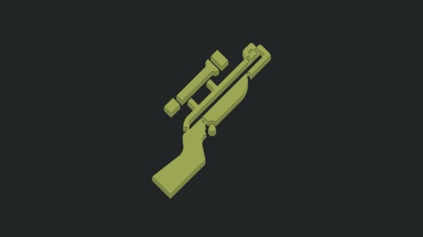 Гвинтівка Green Sniper Піктограмою Прицілу Ізольована Чорному Тлі Відео Рух — стокове відео