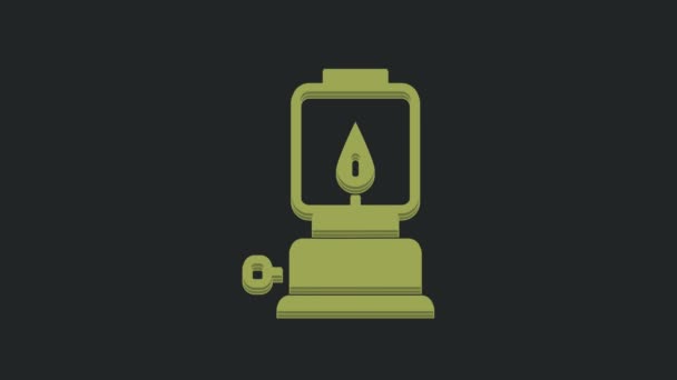 Green Camping Lantern Icon Isolated Black Background Happy Halloween Party — Stock Video
