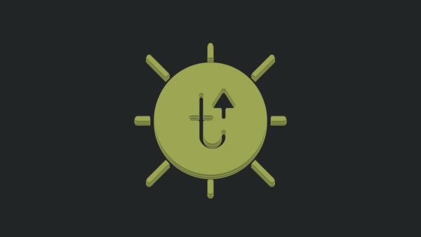 Grüne Sonne Symbol Isoliert Auf Schwarzem Hintergrund Sommer Symbol Schöner — Stockvideo