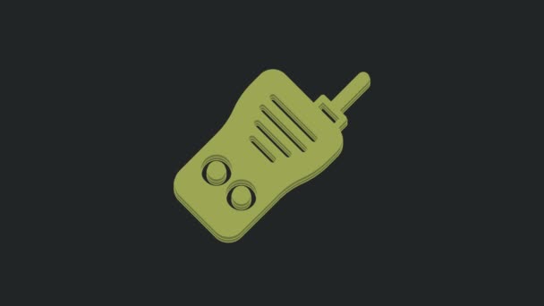 Green Walkie Talkie Icon Isolated Black Background Portable Radio Transmitter — Stock Video
