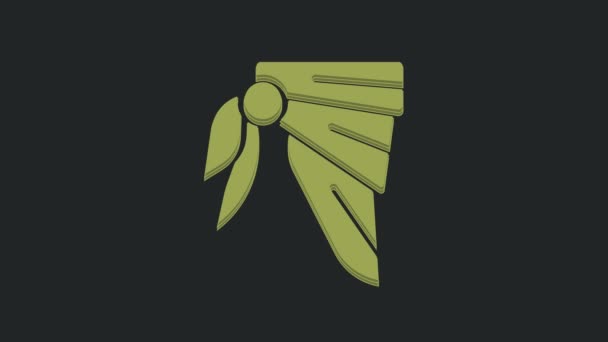 緑のバンダナまたは黒の背景に隔離されたバイカースカーフアイコン 4Kビデオモーショングラフィックアニメーション — ストック動画