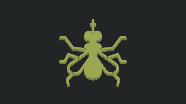 Green Mosquito Icon Isolated Black Background Video Motion Graphic Animation — Stock Video