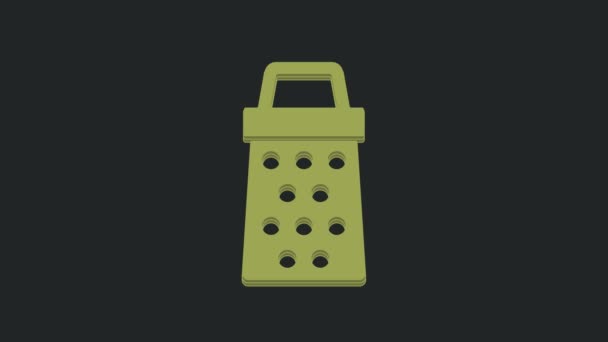 Green Grater Icoon Geïsoleerd Zwarte Achtergrond Keuken Symbool Kookgerei Bestekbord — Stockvideo