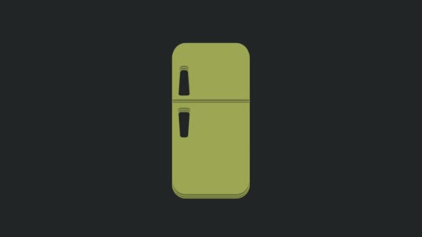 Πράσινο Εικονίδιο Ψυγείο Απομονωμένο Μαύρο Φόντο Ψυγείο Ψυγείου Τεχνολογία Και — Αρχείο Βίντεο