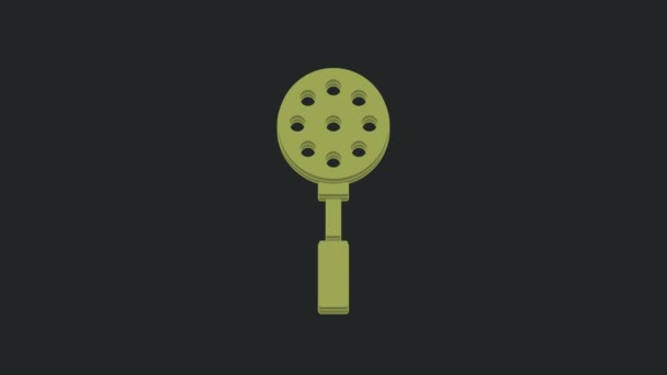 绿色的Spatula图标被隔离在黑色背景上 Kitchen Spatula图标 烤肉吐司标志 烧烤和烧烤工具 4K视频运动图形动画 — 图库视频影像
