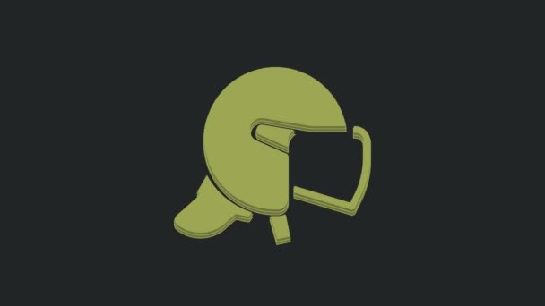 Green Police Helmet Icon Isolated Black Background Military Helmet Video — Stock Video