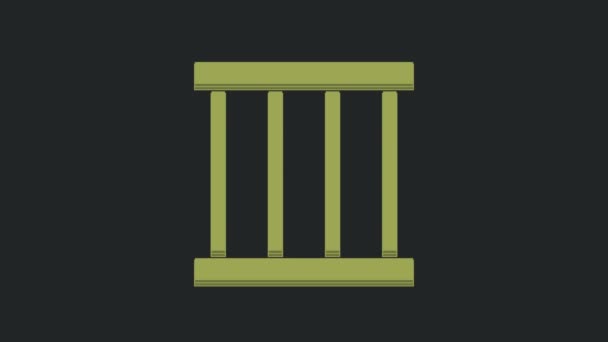 绿色监狱窗户图标隔离在黑色背景 4K视频运动图形动画 — 图库视频影像