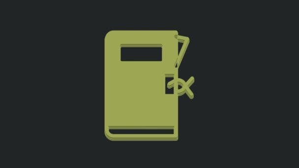 Green Police Station Folder Icon Isolated Black Background Video Motion — Stock Video