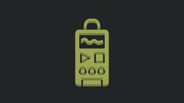 Иконка Green Dictaphone Выделена Черном Фоне Диктофон Видеографическая Анимация — стоковое видео