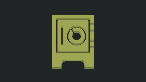 Green Safe Symbol Isoliert Auf Schwarzem Hintergrund Der Tür Befand — Stockvideo