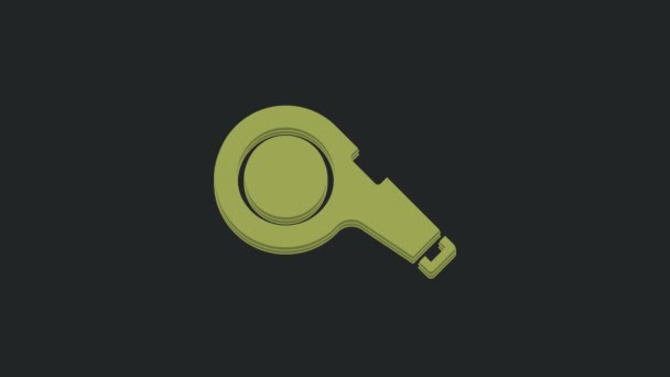 Иконка Green Whistle Выделена Черном Фоне Символ Судьи Фитнес Спортивный — стоковое видео