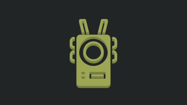 Иконка Камеры Зеленого Цвета Черном Фоне Видеографическая Анимация — стоковое видео