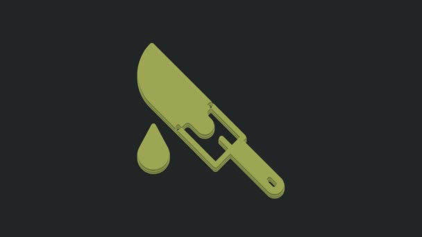 Ikona Zeleného Krvavého Nože Izolovaná Černém Pozadí Grafická Animace Pohybu — Stock video