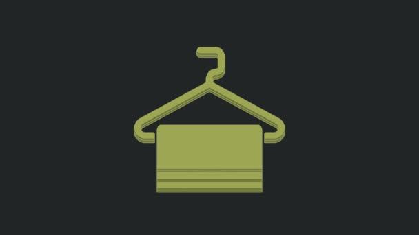 Зеленый Инструмент Висящей Иконке Выделенной Черном Фоне Значок Полотенца Ванной — стоковое видео