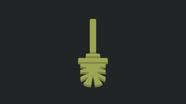 Green Toilet Brush Icon Isolated Black Background Video Motion Graphic — Stock Video