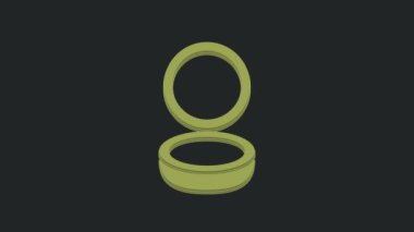 Siyah zemin üzerinde ayna simgesi olan yeşil makyaj tozu. 4K Video hareketli grafik canlandırması.