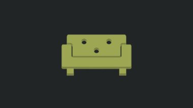 Siyah arkaplanda yeşil kanepe simgesi izole edildi. 4K Video hareketli grafik canlandırması.