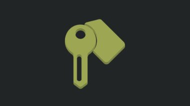 Yeşil Otel kapı kilidi simgesi siyah arkaplanda izole edildi. 4K Video hareketli grafik canlandırması.