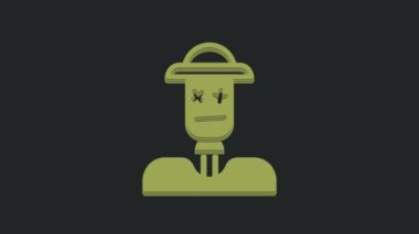 Yeşil Korkuluk simgesi siyah arkaplanda izole edildi. 4K Video hareketli grafik canlandırması.