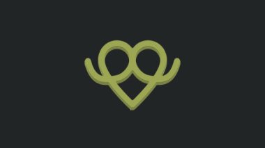 Siyah arkaplanda yeşil simge izole edildi. Alman konforlu yemek hamur işi. Oktoberfest festivali. 4K Video hareketli grafik canlandırması.