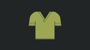 Siyah arkaplanda yeşil golf tişörtü simgesi izole edildi. Spor malzemeleri. Spor üniforması. 4K Video hareketli grafik canlandırması.