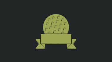 Siyah arkaplanda yeşil golf topu simgesi izole edildi. 4K Video hareketli grafik canlandırması.