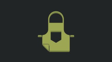 Yeşil Mutfak önlüğü simgesi siyah arkaplanda izole edildi. Yemek pişirmek için şef üniforması. 4K Video hareketli grafik canlandırması.