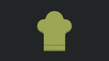 Yeşil Şef şapka simgesi siyah arkaplanda izole edildi. Aşçılık sembolü. Aşçı şapkası. 4K Video hareketli grafik canlandırması.
