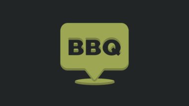Siyah arkaplanda yeşil barbekü simgesi izole edildi. Isı sembolü. Barbekü ızgara partisi. 4K Video hareketli grafik canlandırması.