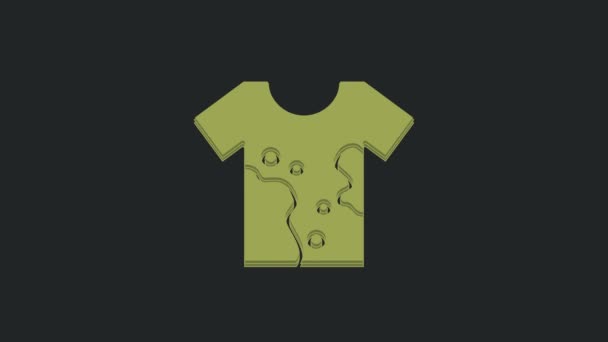 Zelené Špinavé Tričko Ikona Izolované Černém Pozadí Grafická Animace Pohybu — Stock video