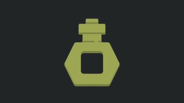 绿色香水图标隔离在黑色背景 4K视频运动图形动画 — 图库视频影像